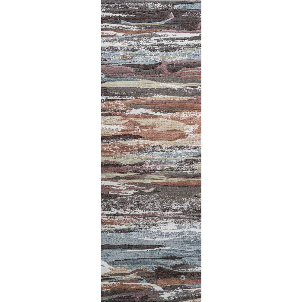 Galleria Abstract Textured 63742 3230 Runner Rugs in Rust Orange